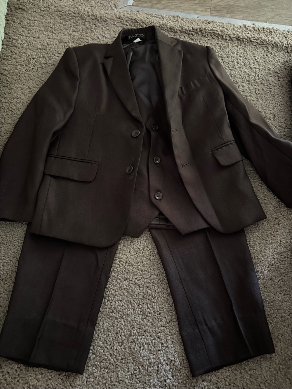 Tazio Boys' Dark Brown Three-Piece Suit - Classic Formal Set